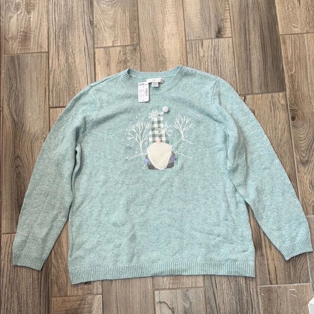 Christopher & Banks Woman’s Holiday Gnome Sweater‎ Crew Neck Long Sleeve NWT XL